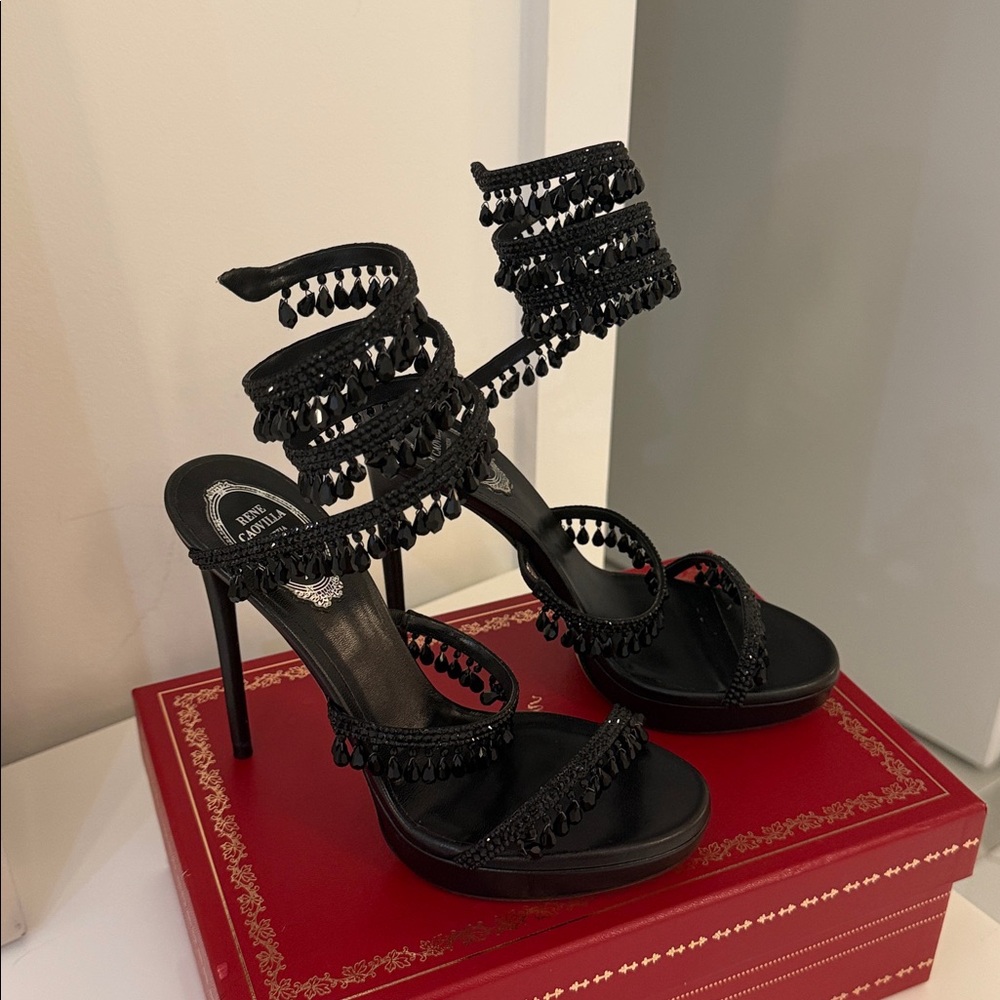 Limited edition Rene Caovilla Black Strappy Heels - Picture 7 of 8